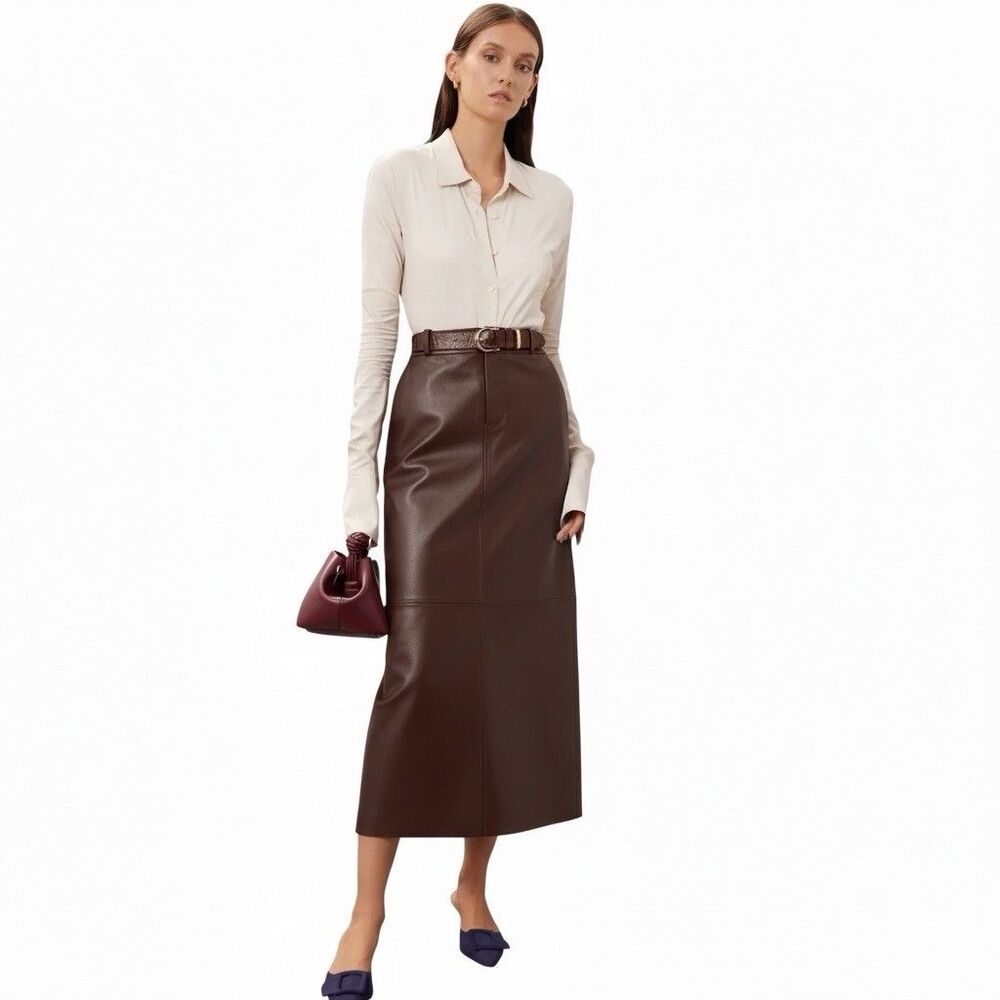 Veda Leather Maxi Skirt Size 8
